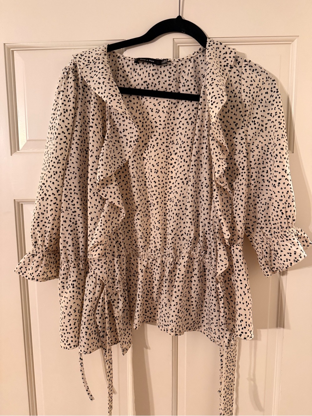 Doe & Rae Cream Blouse with Black Micro Dot Print